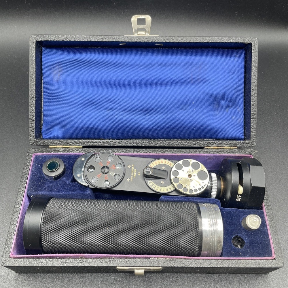 Rare Antique Working Curry & Paxton Ophthalmoscope in original case!